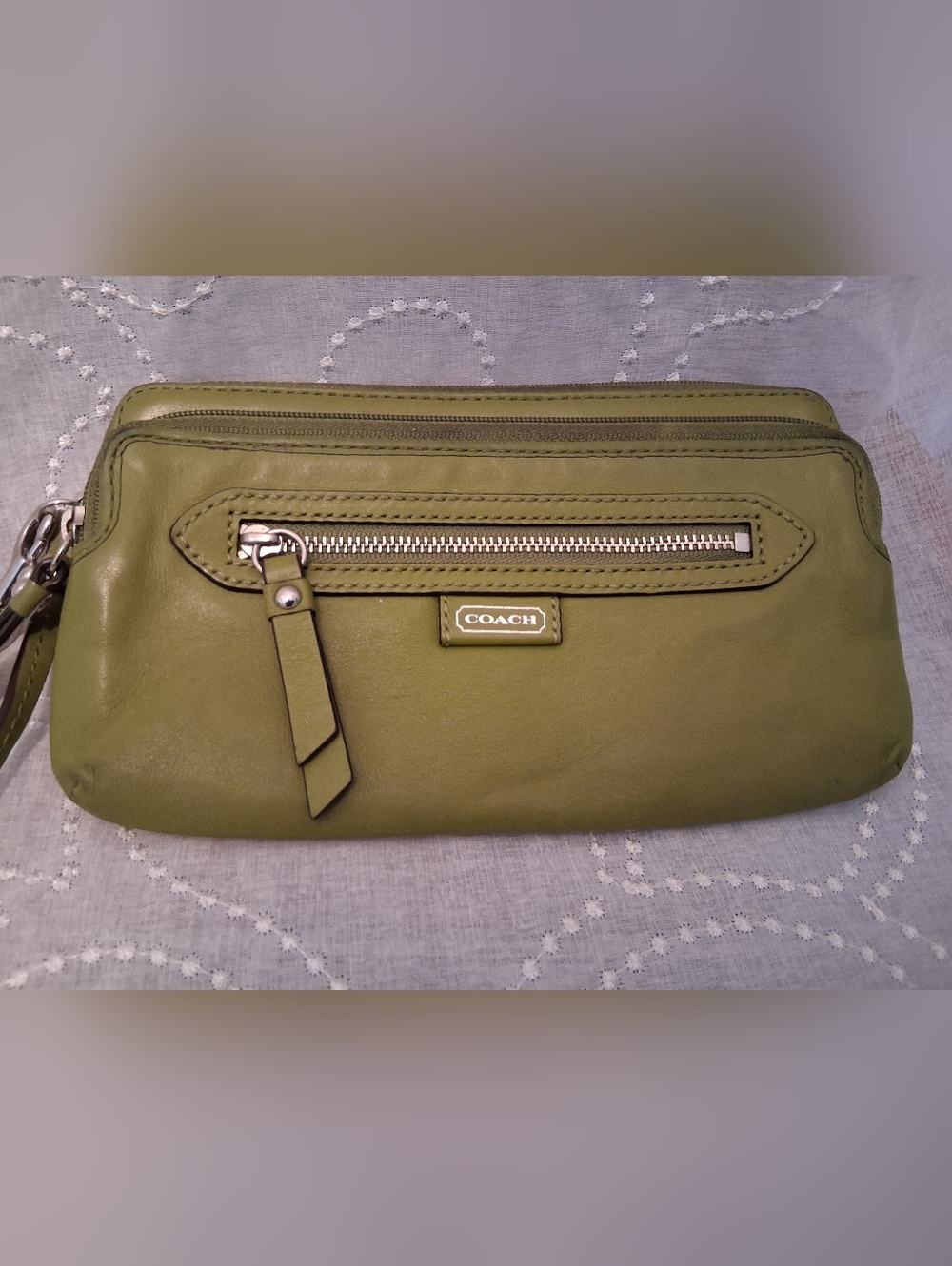 Coach Olive Leather Wristlet Clutch